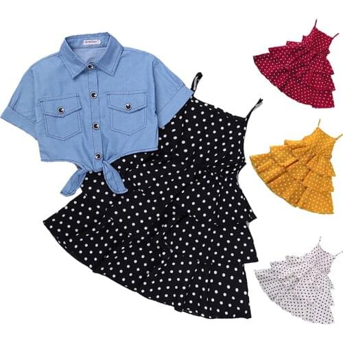 Summer Girls Dress Kids Clothing Baby Girls Denim Casual Dress 2021 Denim Teenager Children Clothes Dress Outfit 4 8 10 12 Years