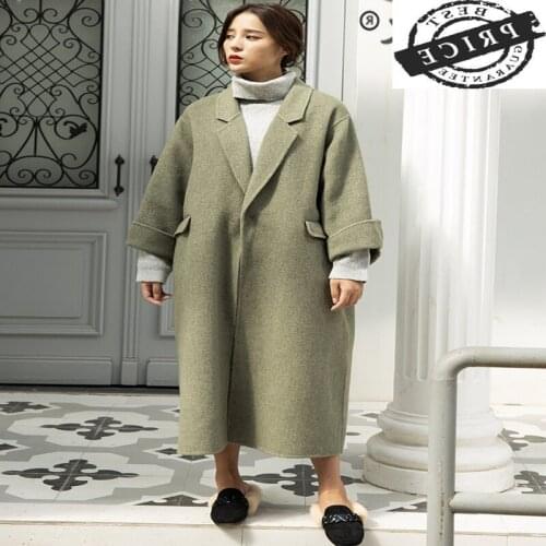 Elegant Plus Size Winter Coat Female Autumn Clothes 2021 Korean Wool Coats Women Long Woolen Jacket Ladies Hiver 112a01