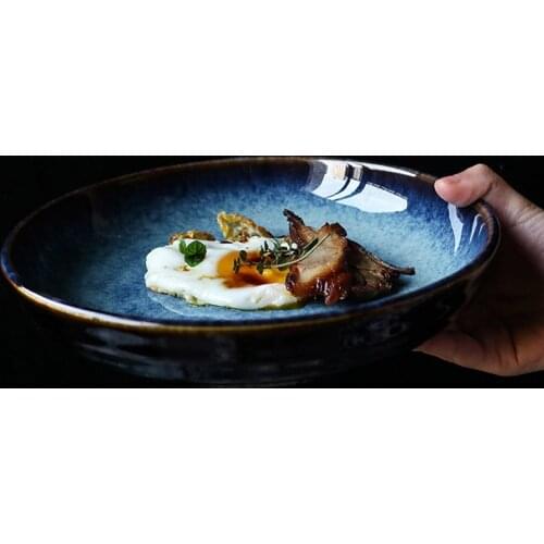 FANCITY Japanese ceramic soup plate shallow dish shallow basin round dish plate dessert plate fruit plate salad plate restaurant