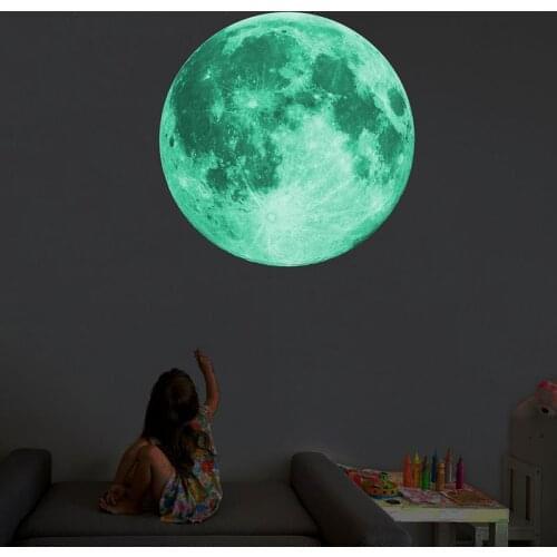 8/12/20/30cm Energy Storage Fluorescent Glow In the dark DIY 3D Moon Earth Wall Stickers for Kids Rooms Decor Home decoration