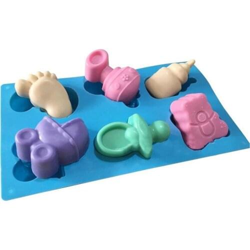 1 Pcs Cute 6 Cavity Silicone Mold Footprint Bear Shape Not-stick Non-toxic Soap Mould Baking Tools Baby Shower Party Supplies