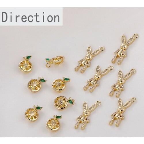 14k gold preserving color diamond bunny lemon slice pendant pendant diy bracelet necklace ear jewelry material accessories