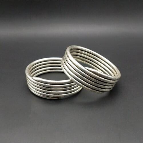 National style design small fresh wide ring bracelet simple and multi ring hand Miao silver plain face carved with fine Bracelet