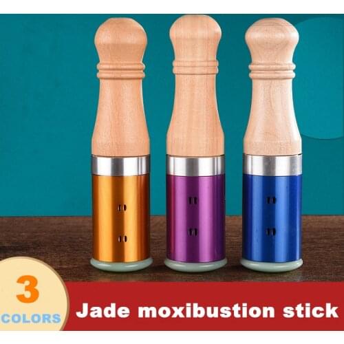 1Pcs Chinese Moxa A Massager For Face Moxibustion Rolls Health Care Acupoint Aventurine Jade Stone Heating Massage Therapy