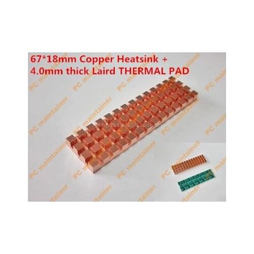 67*18mm Copper Heatsink+4.0mm thick for Laird THERMAL PAD Thin Copper M.2 NGFF 2280 PCI-E NVME Solid State Disk SSD Radiator