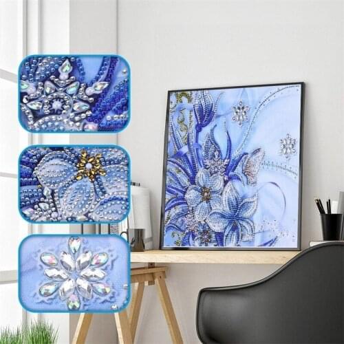 Blue Flower Special Shaped Diamond Painting DIY 5D Partial Drill Embroidery Cross Stitch Kit Crystal Rhinestone Peinture Diamant