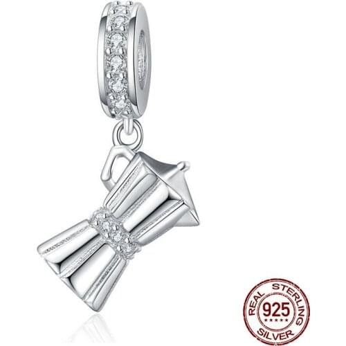 Genuine 100% 925 sterling silver Coffee equipment pendant fit pandora bracelet charm beads Pandora fashion jewelry DIY