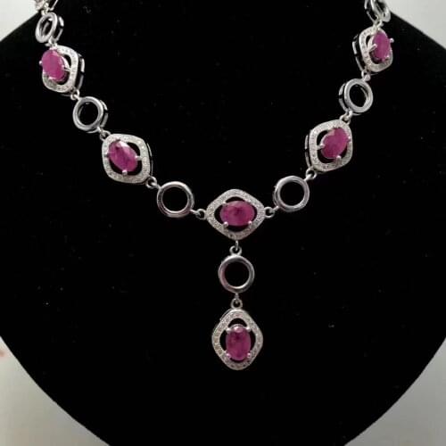 Natural red ruby gem Pendant necklace S925 silver Natural gemstone necklace Luxury Flaky clouds women wedding party jewelery