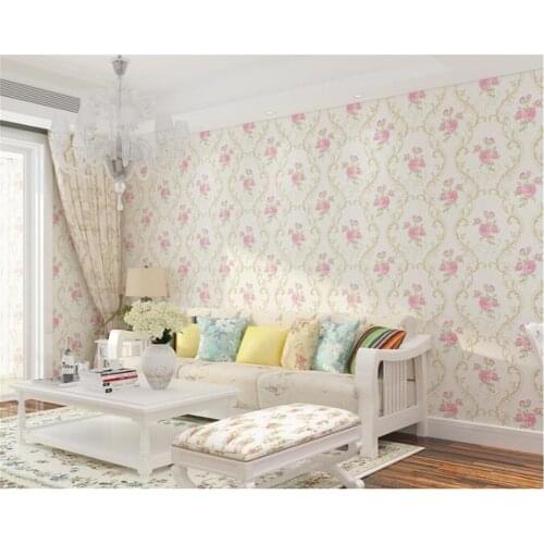 Beibehang European idyll nonwoven papel de parede wall paper girl bedroom wedding room Princess warm three-dimensional wallpaper