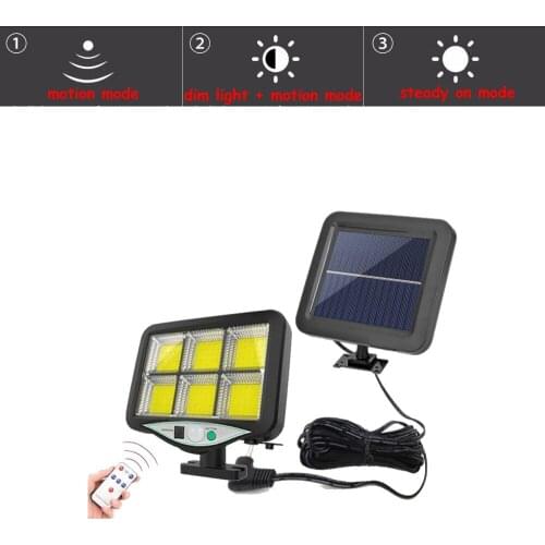 Seperable Solar LED Light Outdoor Street Wall Lamp Human Body Induction motion sensor Wireless Waterproof remote indoor 5M cable