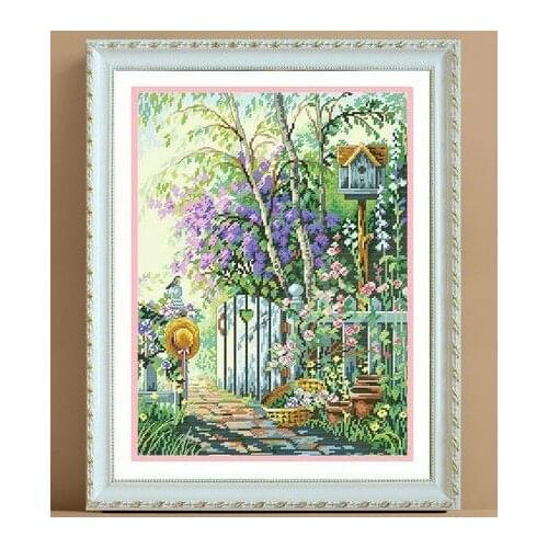 Embroidery Package High Quality Cross Stitch Kits Love Gate Flower Free Shipping