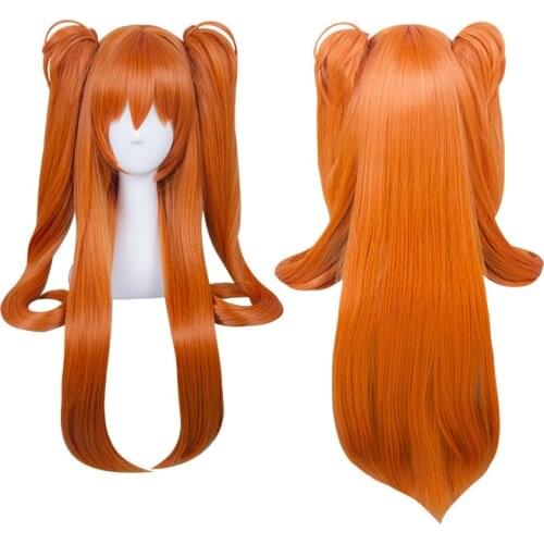 Anime Eva Cosplay Asuka Langley Soryu Wigs Asuka Langley Wig Orange Ponytails Cosplay Wigs + Wig Cap