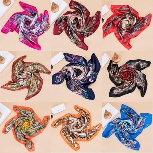 90*90 Hair Band Square Scarf Feel Comfortable Head Neck Tie Vintage Women Satin Elegant Leopard Fashion Scarves Neckerchief