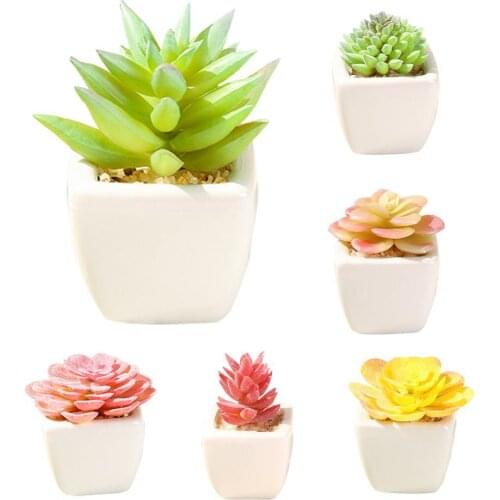 Lovely Artificial Plants with Pot Simulation Succulents Mini Bonsai Potted Placed Green Fake Plants Table Garden Decoration