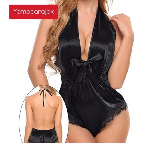 Transparent Lady Sexy Porno Nightgowns Open Babydoll Hot Sex Women Lingerie Lace Bow Underwear Erotic Blackless Short Sleepwear