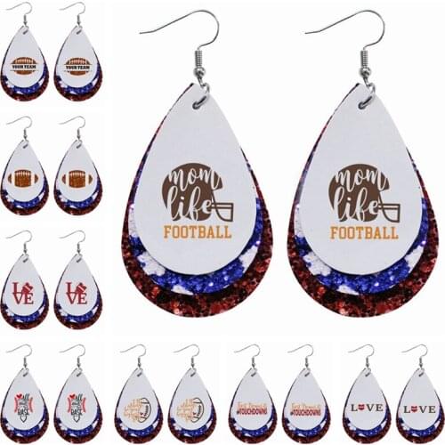 Diy Earrings Popular Sport Cultural Pattern Print Gifts For Baseball Basketball Pu Leather Earrings