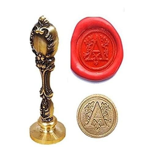 Vintage Luxury Letter A Alphabet Initial Engraved Wedding Invitation Wax Seal Sealing Stamp Brass Peacock Metal Handle Sticks Me