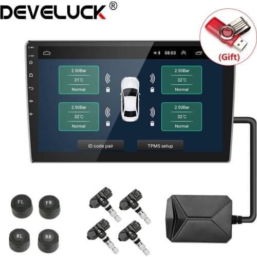 USB Android TPMS Tire Pressure Monitoring System for Car Radio DVD car Player 4 Tire external / inner Sensors Temperature Alarm