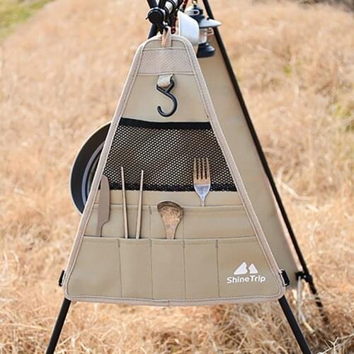 600D Oxford Cloth Camping Cutlery Storage Bag Foldable Barbecue Picnic Tableware Hanging Bracket Pack Outdoor Package