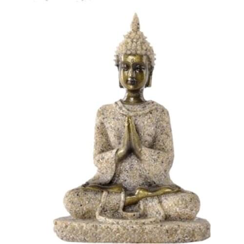 Sandstone Buddha Statue Serenity Lotus Hand Carved Sculpture Figurine W3144