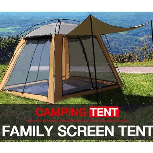 3-4Person Outdoor Fishing Tent Camping Beach Tent Breathable Sunscreen Four-Sided Door Window Breathable Anti-mosquito Gauze Net