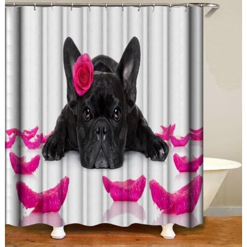 Cute Personality Dog 3D Fabric Shower Curtains Funny Selfie Dogs Bathroom Products Curtain Polyester Bath Screen Home Decor