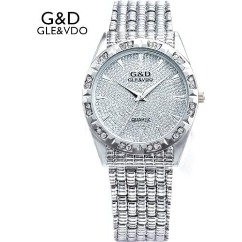 2017 G&D GLE&VDO Womens Watches Silver Ladies Bracelet Watch Fashion Casual Quartz Wristwatches relogio feminino Stainless Steel
