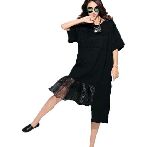 Almoda new Brand Dress Women Dress Casual vestidos short sleeve Black Dresses summer Dresses patchwork vestido de festa