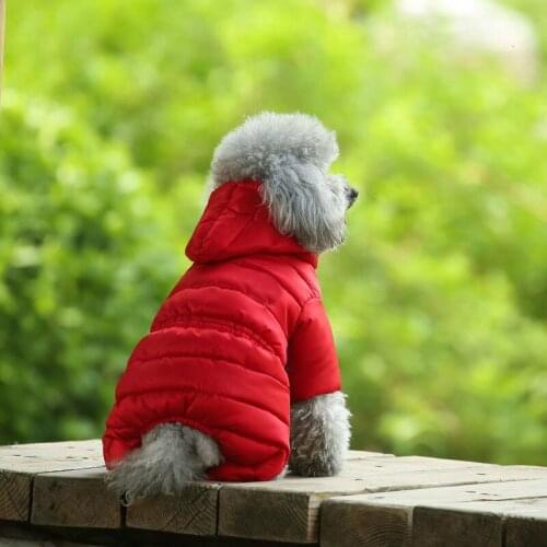 Dog Winter Clothes Jacket Teddy Four-legged Hoodie Autumn and Winter Coat Small Dog Spring and Autumn Down Coat Dog Clothing