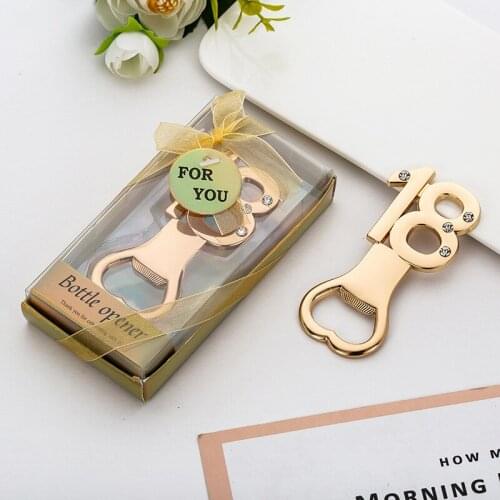 Gold Beer Bottle Opener Coming-of-age Ceremony Gifts with Diamond 18th Birthday Gift Birthday Party Supplies Accessories