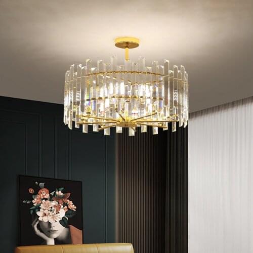 Gold American Style Retro Chandeliers LED Crystal Lighting For Living Room Bedroom Hall Hotel Restaurant Dining Room Fashion