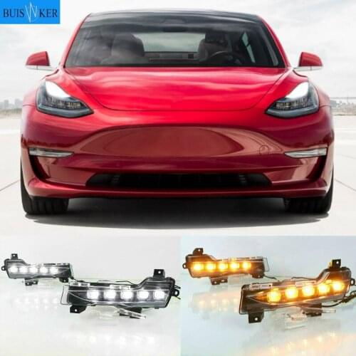 1Set Car LED DRL Daytime Running Light For Tesla Model 3 2017 2018 2019 2020