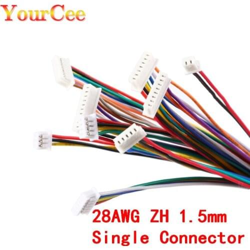 10Pcs Connector Cable Wire ZH 1.5 ZH1.5 1.5mm 2/3/4/5/6/7/8/9/10 Pin Single Connectors Electronic Line Terminal Plug 10cm length
