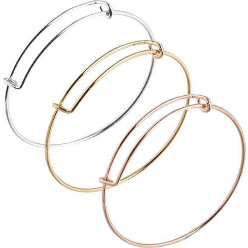 100% Stainless Steel Expandable Bangles & Bracelets For Women DIY Metal Adjustable Cuff Bangle 60mm Wholesale 10pcs/lot