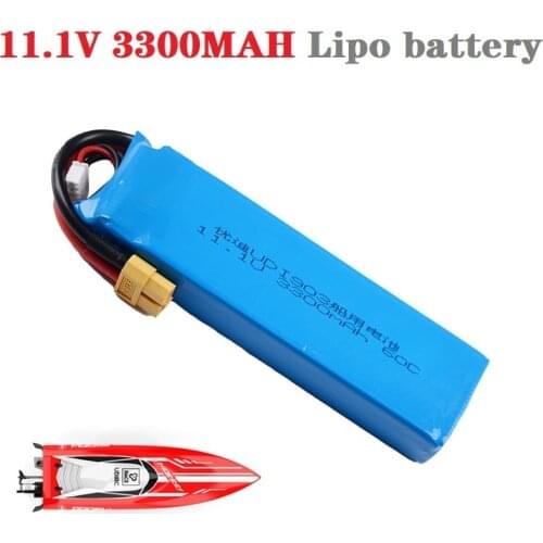 11.1V 3300mAh 60C lipo battery for large capacity 3S rc boat battery for UDI 903/908 brushless speedboat model aircraft