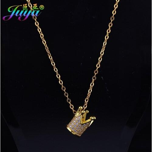 2017 Ali Moda Women Fashion Castle Princess Crown Suspension Pendant Necklace Micro Pave Cubic Zirconia Christmas Gift Necklace