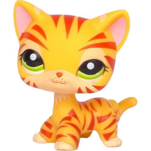 2020 Rare Pet Shop Lps Toys Cat #886 Little Short Hair Standing Cream Stripe Kitty With Blue Diamond Eyes Original Free Shipping