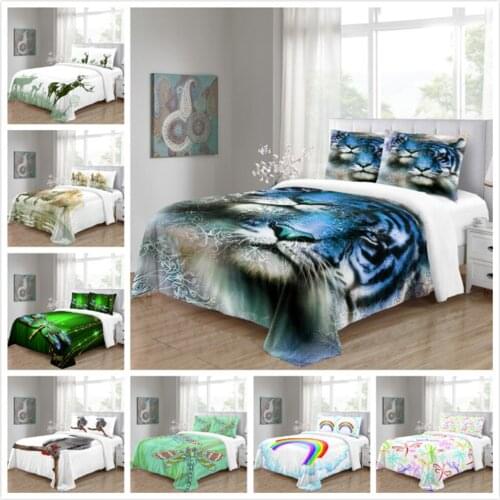 3D Home Textile Design Custom Duvet Quilt Comforter Blanket Cover Case Bed Linens Bedding Set Black 240x220cm Animals Tiger
