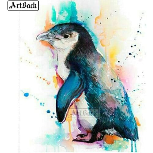 5d diamond painting watercolor penguin cross stitch full square / round diamond mosaic animal diy 3d diamond embroidery sticker