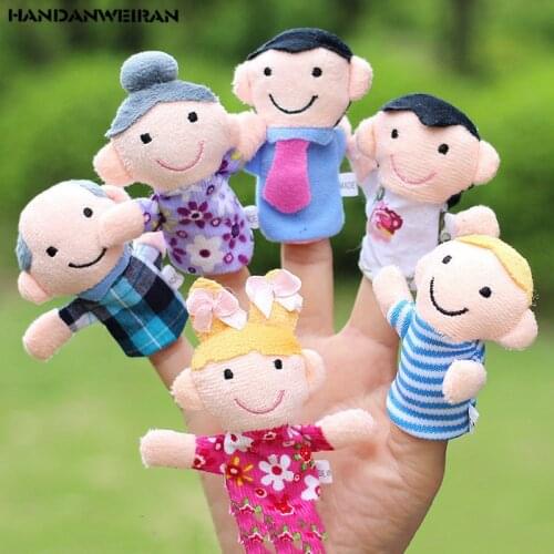 6Pcs/lots New Plush 7.5CM Family Finger Puppet Toy Fun Family Interactive Game Prop Toy HANDANWEIRAN