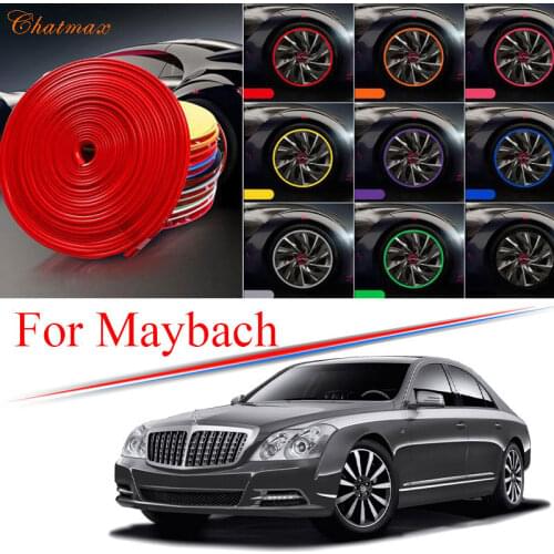 9 Colors Car Wheel Hub Rim for Maybach Edge Protector Ring Tire Strip Guard Rubber Decals 8M