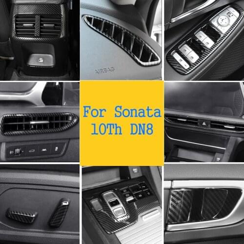 Interior ABS Accessories Carbon Fiber Black For Hyundai Sonata 10Th DN8 2020 2021
