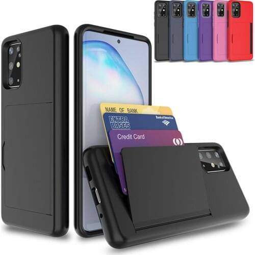 For Samsung S20 Plus A30 A50 S20 Ultra Case Candy Color Armor Business Card Slot Cover For Samsung A10E A20 S10 Note 10 Plus 5G