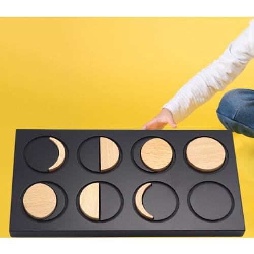 Wooden Toys Phases of Moon Puzzles Board for Kids 3 Years Old