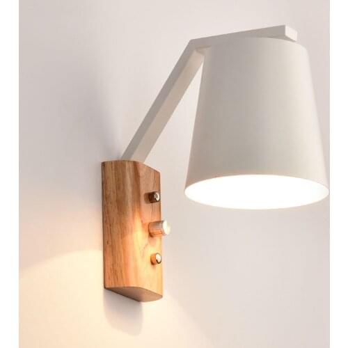 Wooden Iron Wall Sconce Modern Nordic japan style Wall Lamp Restaurant Bedroom Decorative Lamparas Home Lighting AC 110V 220V