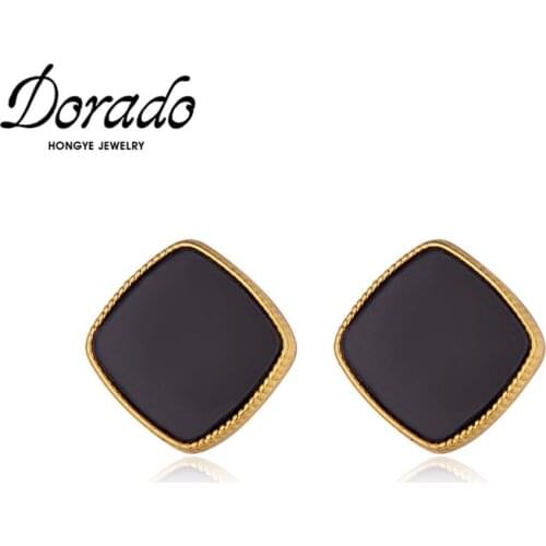 Dorado Retro Tiny Black Lacquer Square Stud Earrings For Women Simple Party Daily Gifts Brincos Jewelry Anniversary Hot Sale