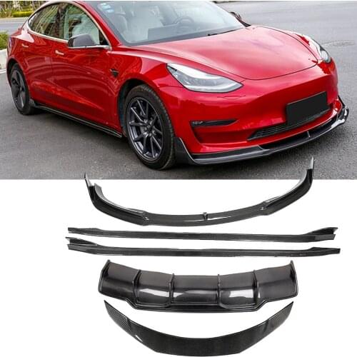 Carbon Fiber Car Bumper Body Kits For Tesla Model 3 2015-2019 Front Bumper Lip Rear Diffuser Spoiler Splitters Side Skirts Kits