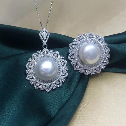 Gorgeous 925 Sterling Silver Pendant and Ring Mountings Findings Base Jewelry Set Mounts Settings Parts for Pearls Beads Crystal