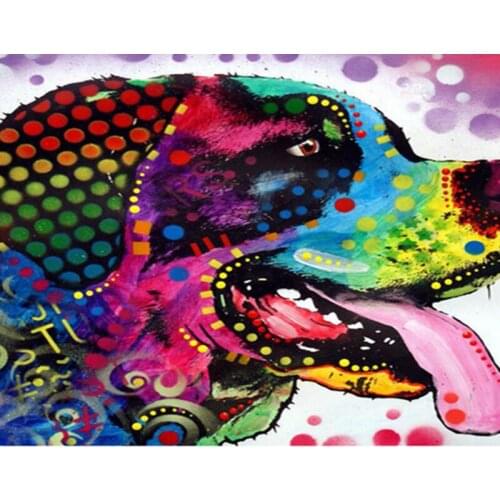 Dog Colorful Painting By Number Canvas For Adults Oil Picture On Wall Arts Acrylic Paint By Number Coloring Drawing Home Decor