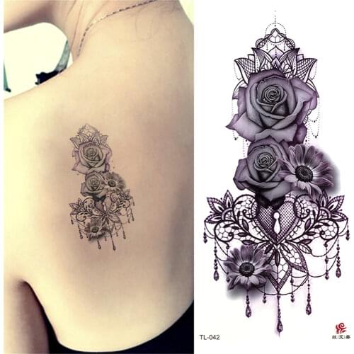 Beauty 1 Pcs Make Up Fake Temporary Tattoos Stickers Rose Flowers Arm Shoulder Tattoo Waterproof Women Big Flash Tattoo On Body